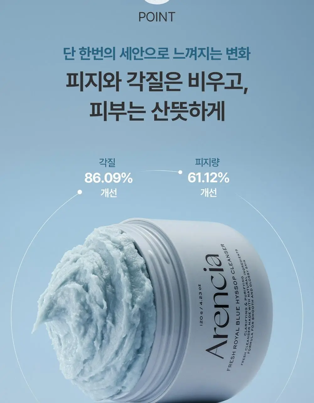 [피지각질 매끈피부] 아렌시아 떡솝 프레시 로얄 블루 히솝 클렌저 120g 상세페이지 3